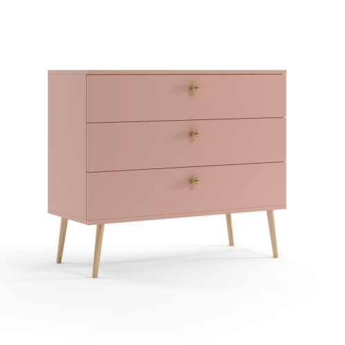 Komoda z 3 szufladami Meli 100 cm Różowa