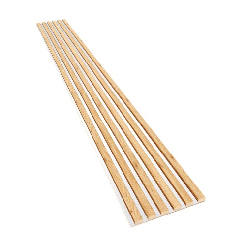 Lamele mini na białej płycie HDF Dąb naturalny LEO