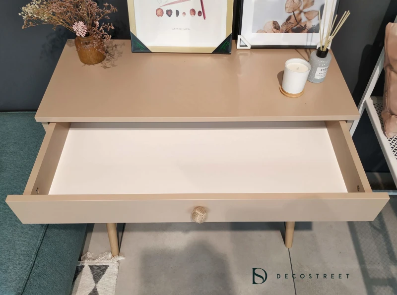Konsola beżowa z szufladą Meli 90cm.jpg