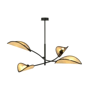 Lampa wisząca Lotus 4 Black/Rattan