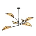 Lampa wisząca Lotus 6 Black/Rattan 1