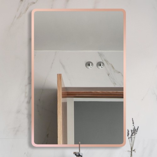 Lustro prostokątne Luna Copper  w miedzianej ramce