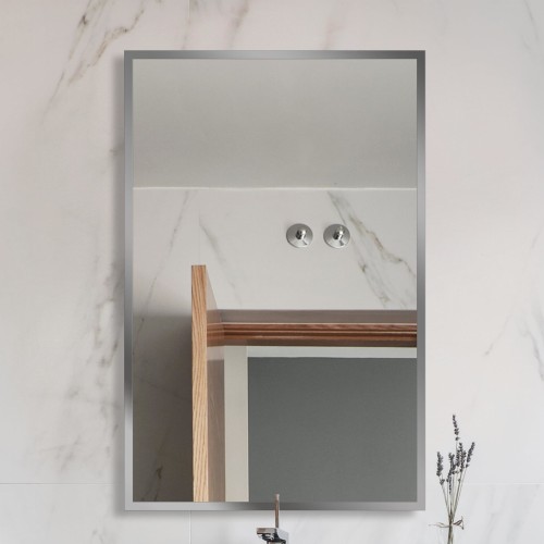 Lustro prostokątne Lupo Silver w srebrnej ramce