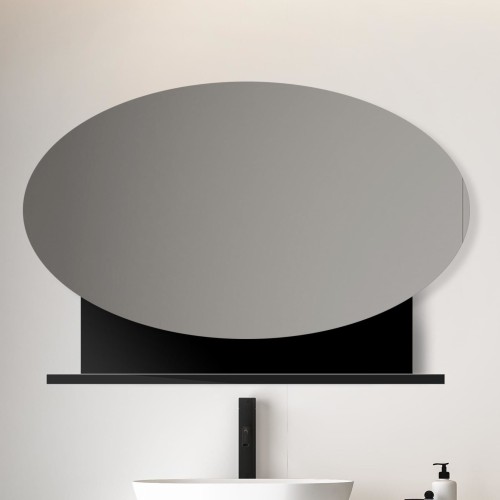 Lustro Krone Elipsa z czarną metalową półką