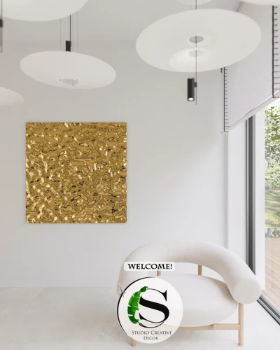 Obraz 3D ze stali nierdzewnej kwadrat Złoty