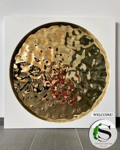 Obraz 3D ze stali nierdzewnej koło 80x80 cm Champagne SCD