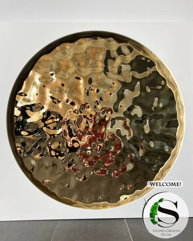 Obraz 3D ze stali nierdzewnej koło 80x80 cm Champagne