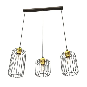 Lampa wisząca z trzema kloszami czarno złota Vander 3 BL GOLD