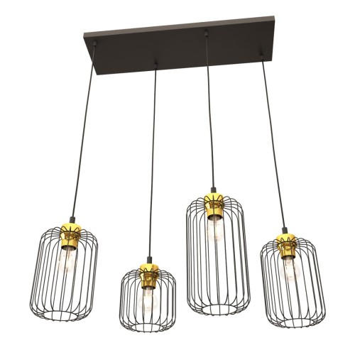 Lampa wisząca z czterema kloszami czarno złota Vander 4 BL GOLD
