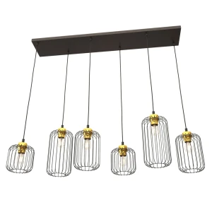 Lampa wisząca z sześcioma kloszami Vander 6 BL Gold