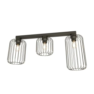 Lampa sufitowa czarna z trzema kloszami Barn 3 BL