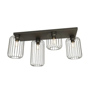 Lampa sufitowa czarna z czterema kloszami Barn 4 BL
