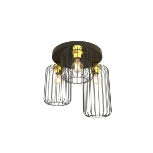  Lampa sufitowa z trzema kloszami czarno/złota Barn 3PREM BL GOLD