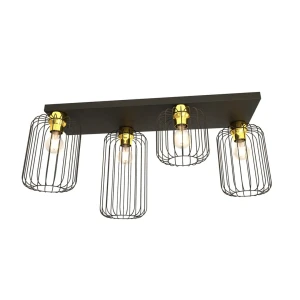 Lampa sufitowa czarno złota z czterema kloszami Barn 4 BL Gold