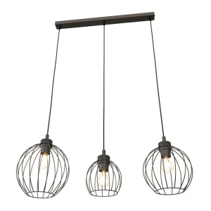 Lampa wisząca czarna z trzema kloszami Nando 3 BL