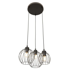 Lampa wisząca czarna z trzema kloszami Nando 3PREM BL