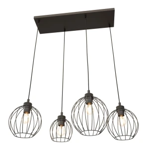 Lampa wisząca czarna z czterema kloszami Nando 4 BL