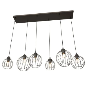 Lampa wisząca czarna z sześcioma kloszami Nando 6 BL