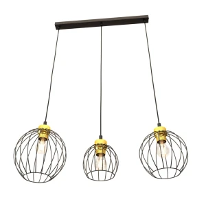 Lampa wisząca czarno/złota z trzema kloszami Nando 3 BL Gold