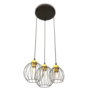 Lampa wisząca czarno/złota z trzema kloszami Nando 3PREM BL GOLD