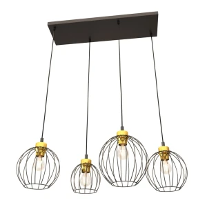 Lampa wisząca czarno/złota z czterema kloszami Nando 4 BL Gold