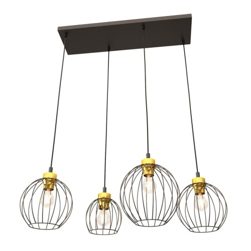 Lampa wisząca czarno/złota z czterema kloszami Nando 4 BL Gold