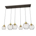 Lampa wisząca czarno/złota z sześcioma kloszami Nando 6 BL Gold 1
