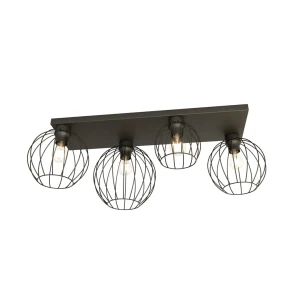 Lampa sufitowa czarna z czterema kloszami Nest 4 BL