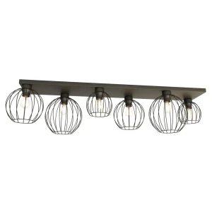 Lampa sufitowa czarna z sześcioma kloszami Nest 6 BL