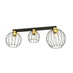 Lampa sufitowa czarno/złota z trzema kloszami Nest 3 BL Gold