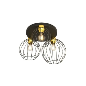 Lampa sufitowa czarno/złota z trzema kloszami Nest 3PREM BL Gold