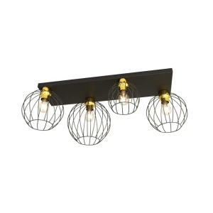 Lampa sufitowa czarno/złota z czterema kloszami Nest 4 BL Gold