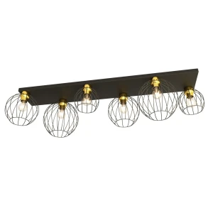 Lampa sufitowa czarno/złota z sześcioma kloszami Nest 6 BL Gold