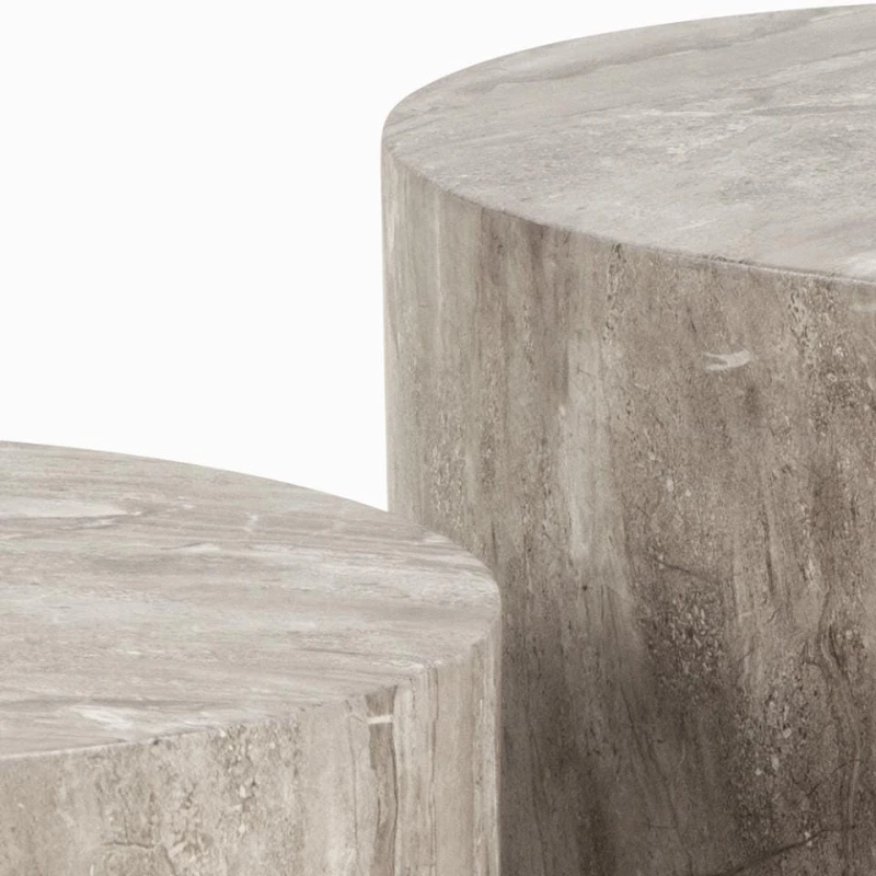 Zestaw 2 stolików Dice okrągłe marmur  szary 6