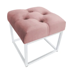 Pufa tapicerowana Chesterfield podstawa biała 40cm