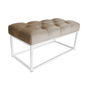 Ławka Pufa tapicerowana Chesterfield podstawa biała 80 cm