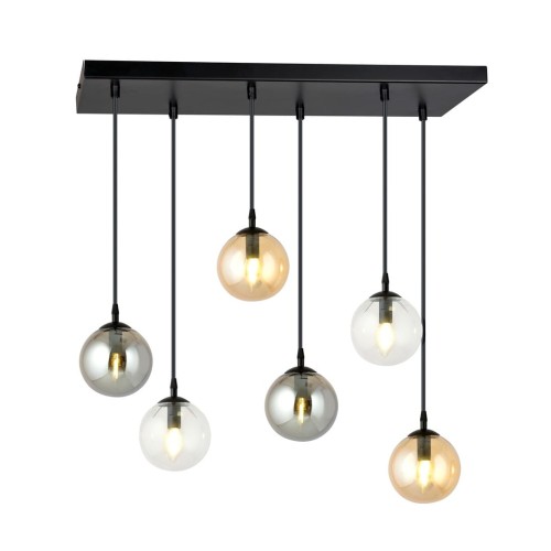 Lampa wisząca Cosmo 6 BL MIX1 różnobarwne klosze