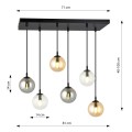 Lampa wisząca Cosmo 6 BL MIX1 różnobarwne klosze 7