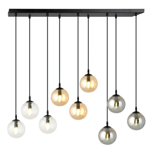 Lampa wisząca Cosmo 9 BL MIX1 różnobarwne klosze
