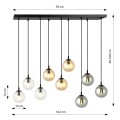 Lampa wisząca Cosmo 9 BL MIX1 różnobarwne klosze 7