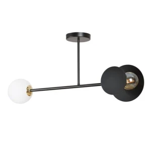 Lampa sufitowa  MINERVA 2 BLACK czarna z białymi i złotymi dodatkami