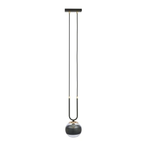 Lampa wisząca GLAM 1 BLACK/STRIPE czarna ze szklanym kloszem