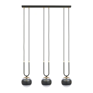 Lampa wisząca GLAM 3 BLACK/STRIPE czarna