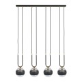 Lampa wisząca GLAM 4 BLACK/STRIPE czarna ze szklanymi kloszami 1