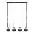 Lampa wisząca GLAM 4 BLACK/STRIPE czarna ze szklanymi kloszami 2