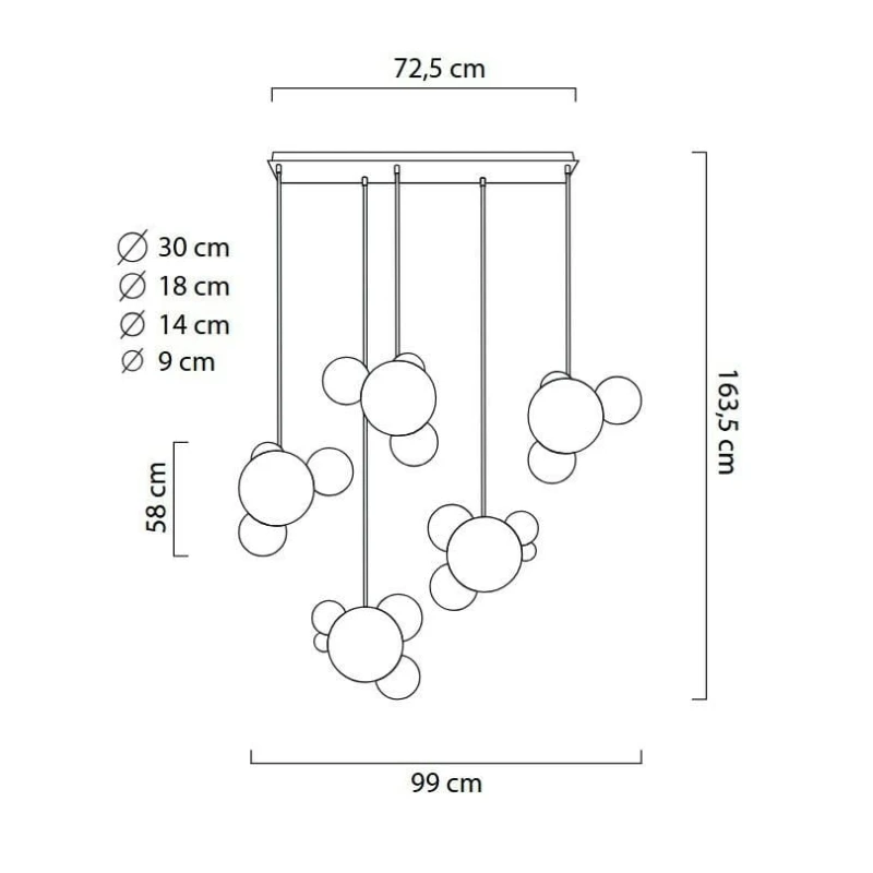 MOOSEE lampa wisząca CAPRI LINE 5 złota   - 300 LED, aluminium, szkło 6