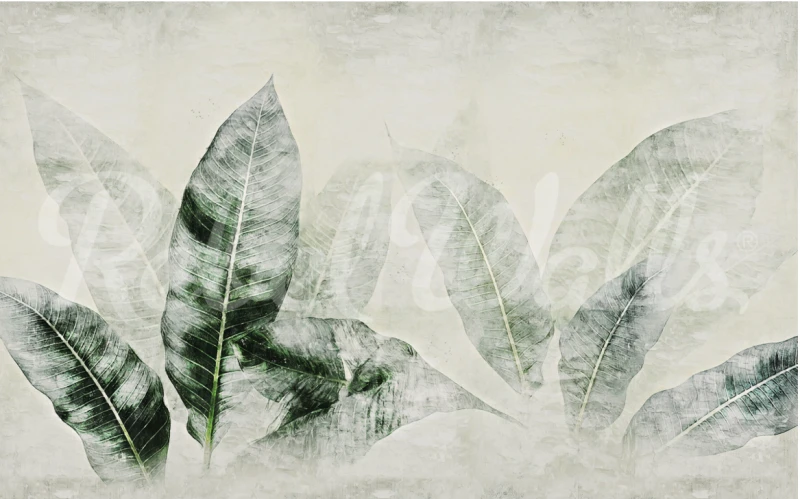 Tapeta Misty Leaves, Green 2
