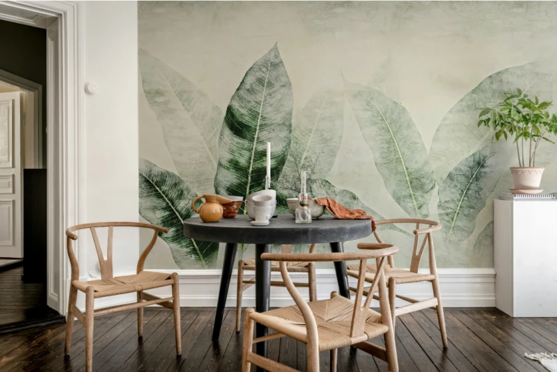 Tapeta Misty Leaves, Green 3