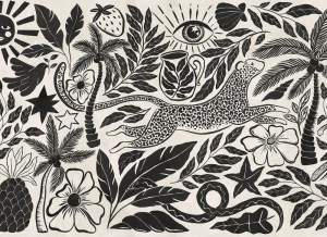 Fototapeta Black & White Midnight Tropics R20505