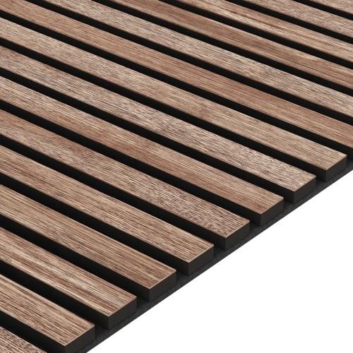 Fornirowany Panel Akustyczny Orzech Amerykański, czarny filc LEO 60 x 280 cm